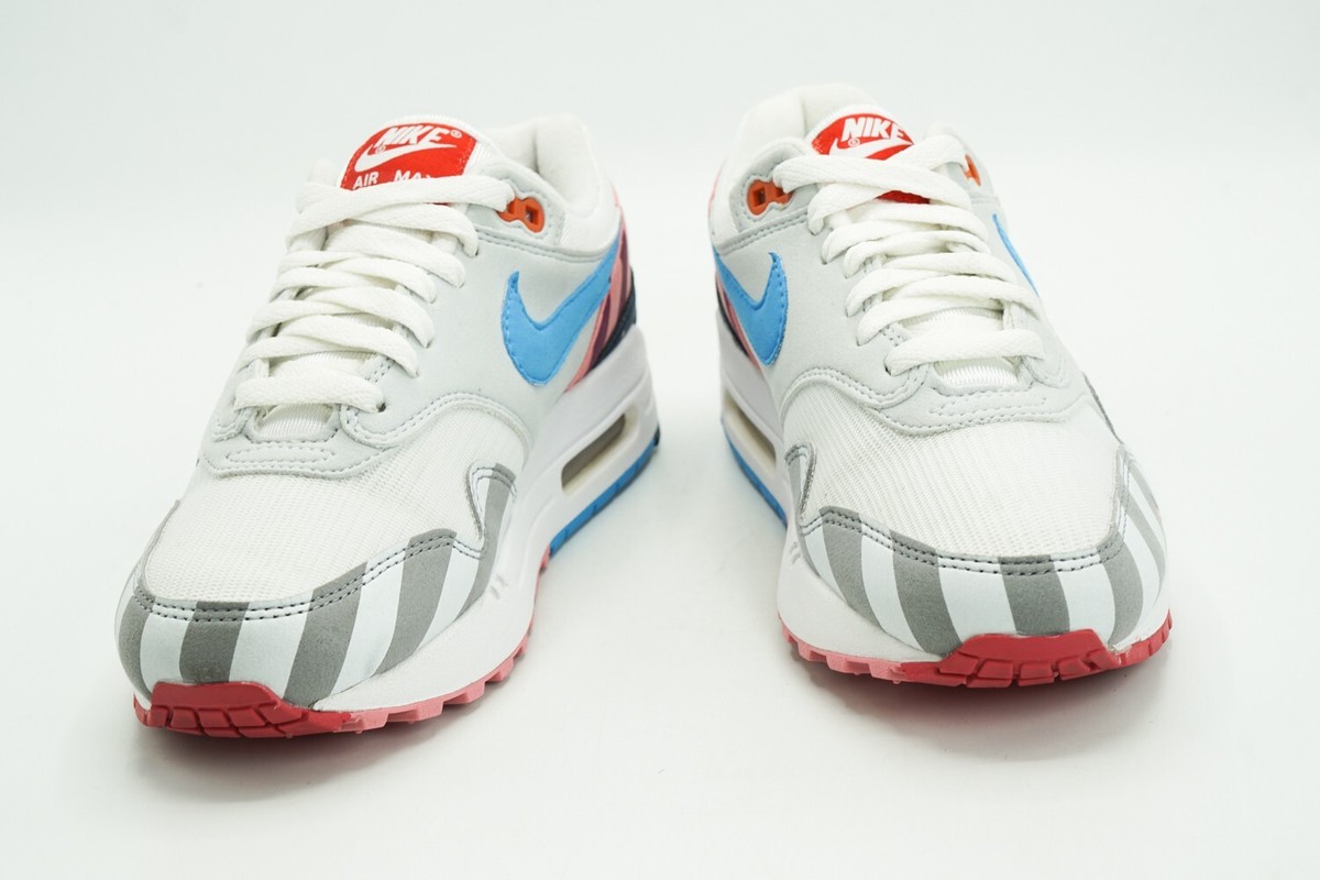 NIKE AIR MAX 1 USED SIZE 4 PARRA WHITE MULTI COLOR AT3057 NIKE AIR MAX 1 USED SIZE 4 PARRA WHITE MULTI COLOR AT3057