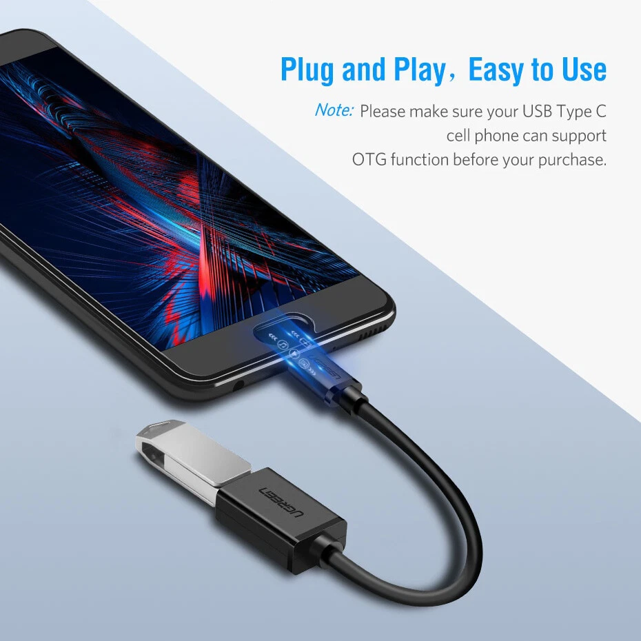 Ugreen USB Type C to USB 3.0 Aluminum OTG Cable Adapter - 15cm - Image 4 of 4