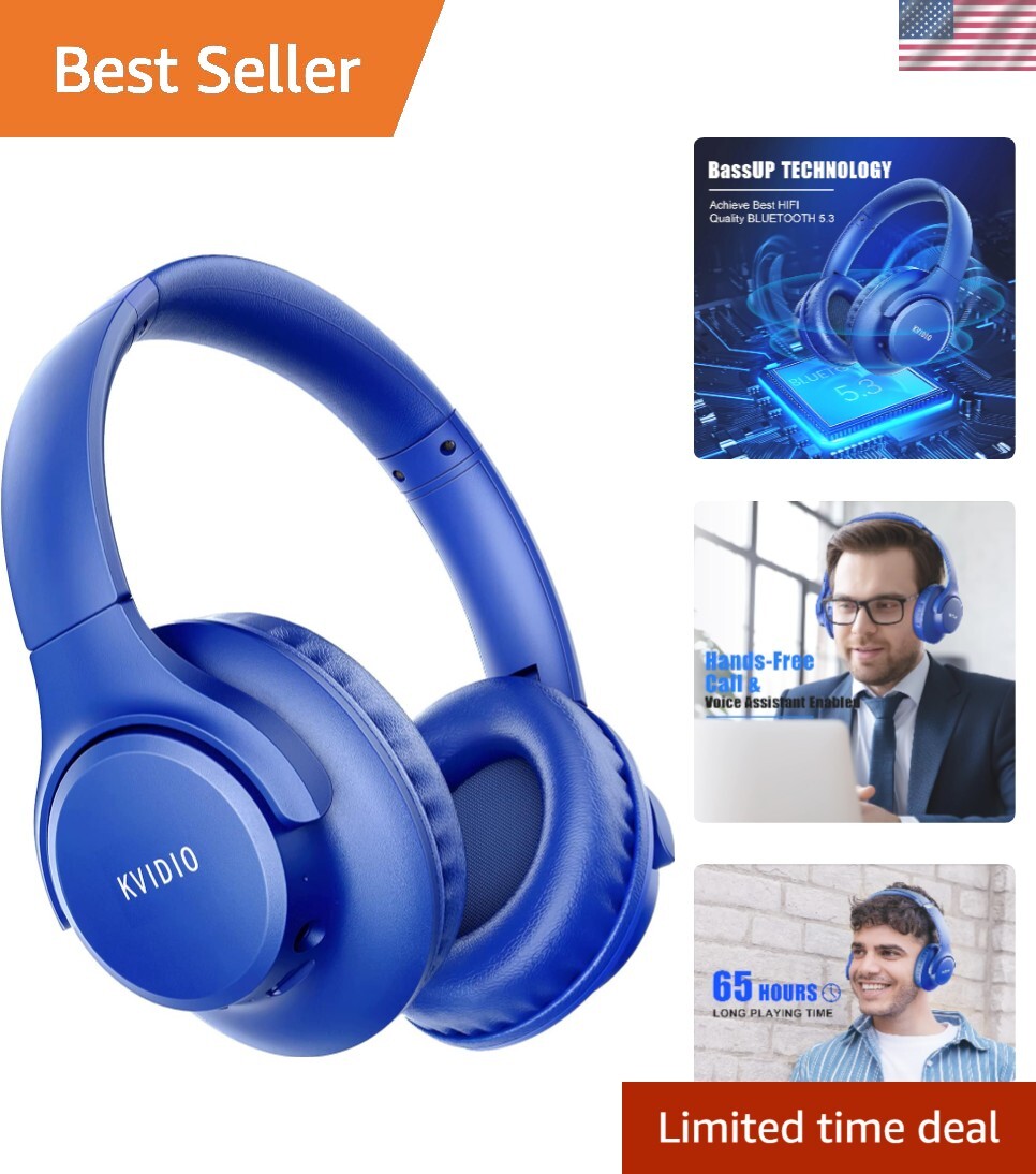 Updated] Bluetooth Headphones Over Ear, 65 Hours Playtime Wireless Headphones...