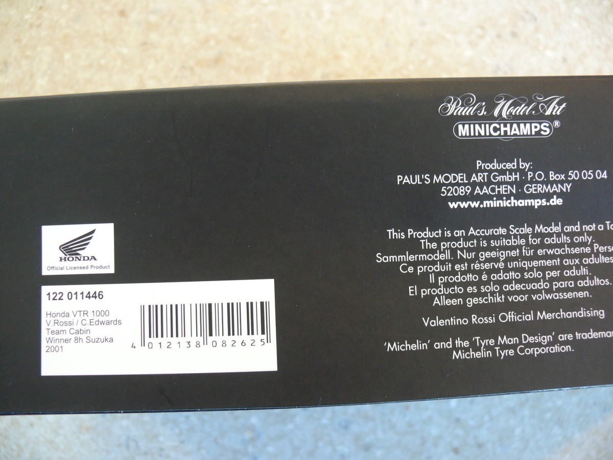 1/12 Minichamps Valentino Rossi Collection - 2001 Suzuka 8 Hour