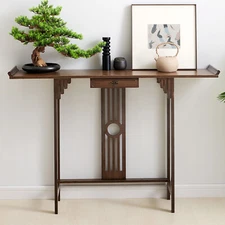 Rustic Narrow Console Table Slim Sofa Table with Storage Drawers Foyer Table