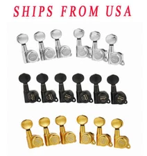 KAISH 6 Inline 18:1 Locking Tuners Locking Tuning Pegs Mini Oval Button for ST