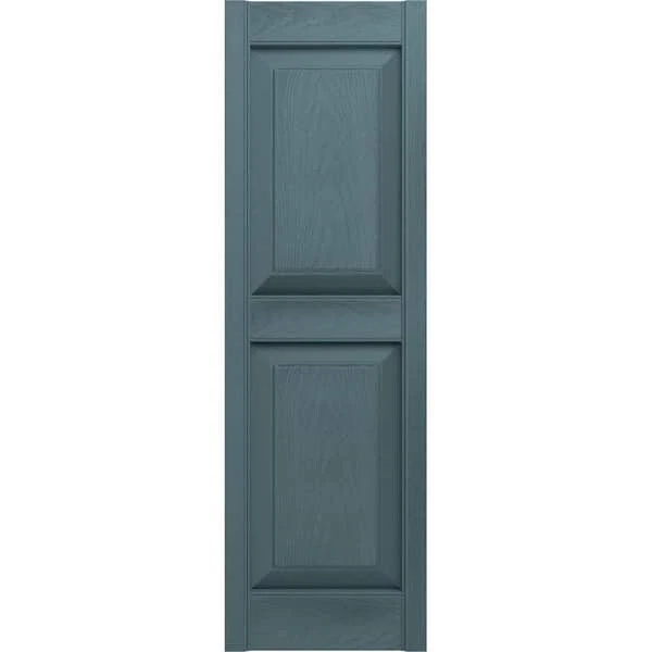 Builders Edge 12" x 67" Raised Panel Vinyl Ext. Shutters Pair in Wedgewood Blue - Image 3 of 4