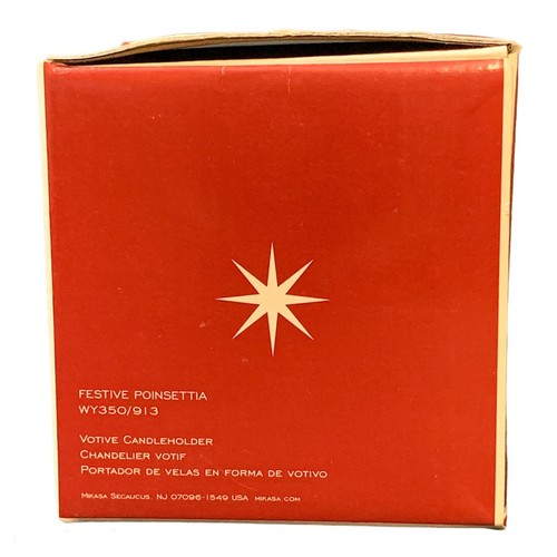 Mikasa FESTIVE POINSETTIA Crystal Candle Holder w/Box - Picture 5 of 6