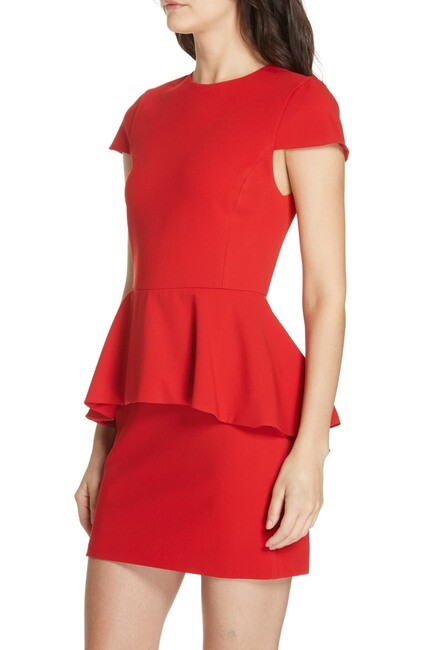 alice and olivia red peplum dress Devon Aoki in a strapless red & black Alice + Olivia peplum gown