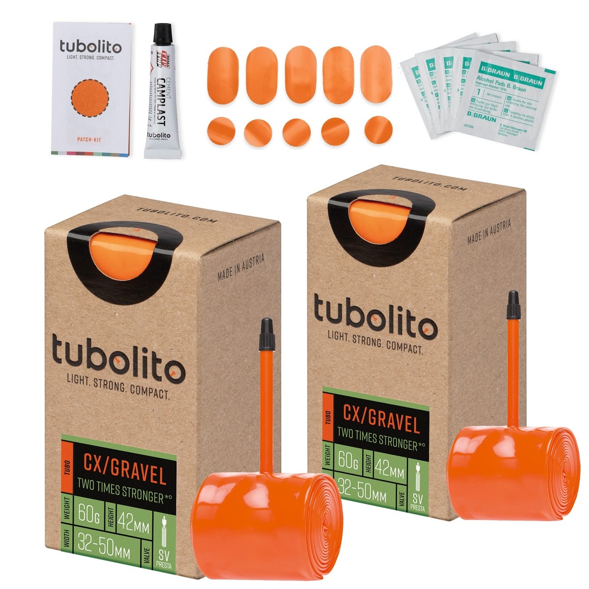 SHIMANO - tubolito チューボリート TUBO CX / GRAVEL＜2本セット＞ Tubolito Tubo-CX/GRAVEL 2 x Tubes + Patch Kit Bundle 700 x