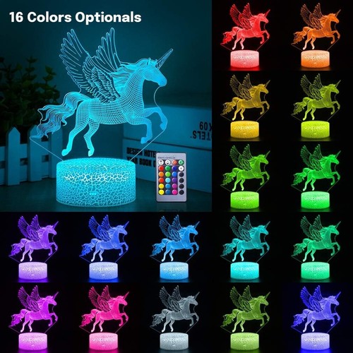 3D Illusion Lamp, 3D Flying Unicorn Visual Birthday Gifts for Girls Home Decor - Picture 2 of 10