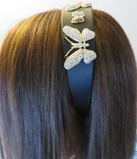 LUPITA Vintage Headband Butterfly Black Rhinestone Gold HapaChico