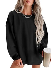 Womens White XX-Large Oversized Sweatshirts Crew Neck Pullover Sweaters 2025