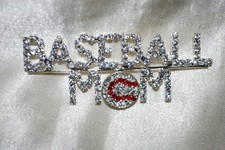 Crystal Baseball Mom Pin School Sports MLB Longhorns Home Run Rangers Ball Bat