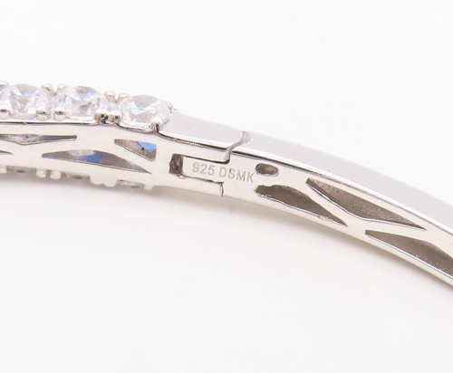 925 Sterling Silver Vintage Bracelet Minimalist Two Tone Sapphire Bangle BT10714 - 第 7/8 張圖片