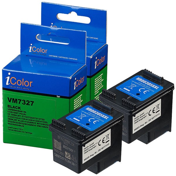 Icolor Tinte, Hp: 2Er-Set Tintenpatronen FüR Hp (Ersetzt Hp 305XL), Black-image