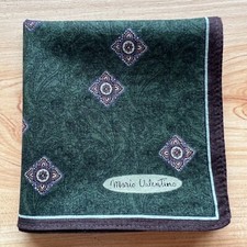 HANDKERCHIEF VINTAGE GREEN PAISLEY PLAIN MEN'S POCKET SQUARE COTTON 18" B0371