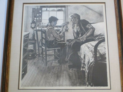 VERY RARE NORMAN ROCKWELL LITHOGRAPH HAND SIGNED LIMITED EDITION CHILD OLD TOYS - Picture 4 of 11