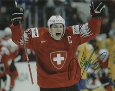 Switzerland Nando Eggenberger Signed Autographed 8x10 NHL Photo COA #7
