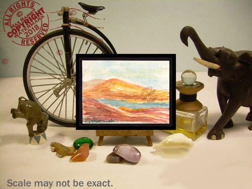 ACEO "Dry Season Lake Casitas" 2007 Contemporary Art Landscape PAINTING SIGNED - Picture 2 of 12
