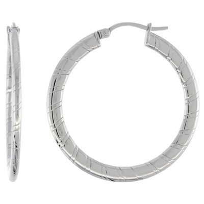 Surgical Steel Flat Tube Hoop Earrings 1/2 inch Round mm Thin