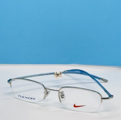 Nike 4047AF 049 50-19-140 Half Rim Flexon Eyeglasses Frames Silver Blue New