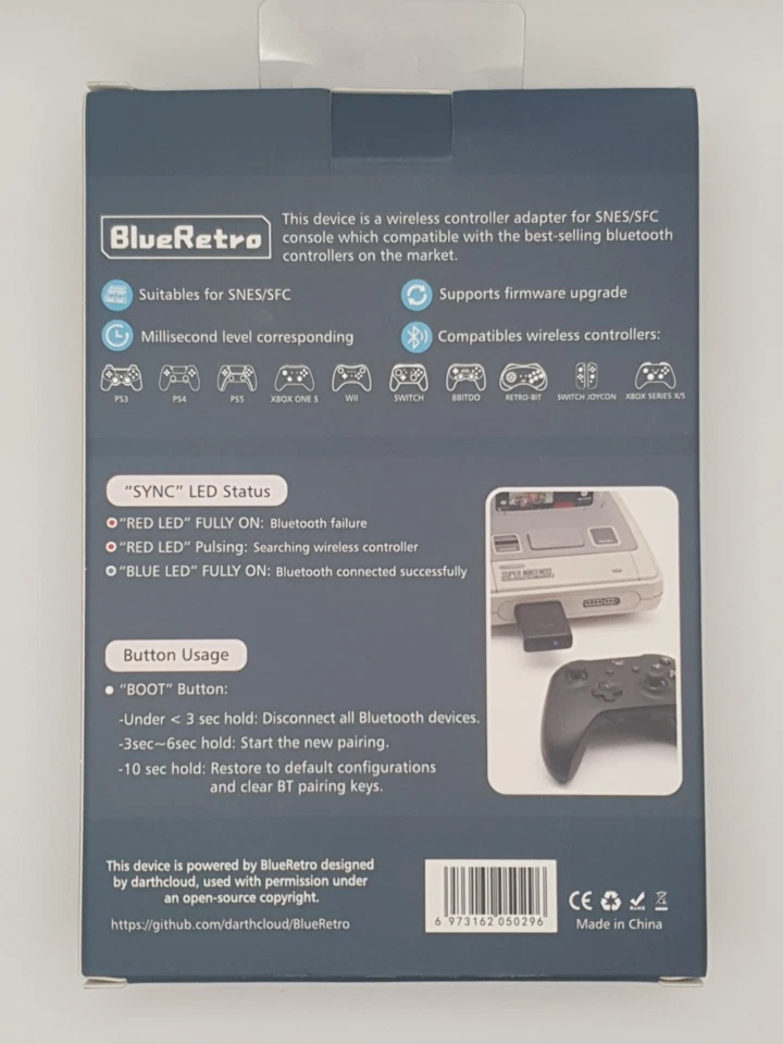 BlueRetro Super Nintendo SNES Wireless Bluetooth Receiver Blue Retro - UK STOCK - Image 4 of 4