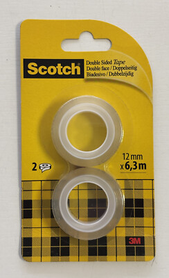 Doppelseitiges Klebeband Scotch 2 Rollen 12 mm x 6,3 m Double Sided Tape