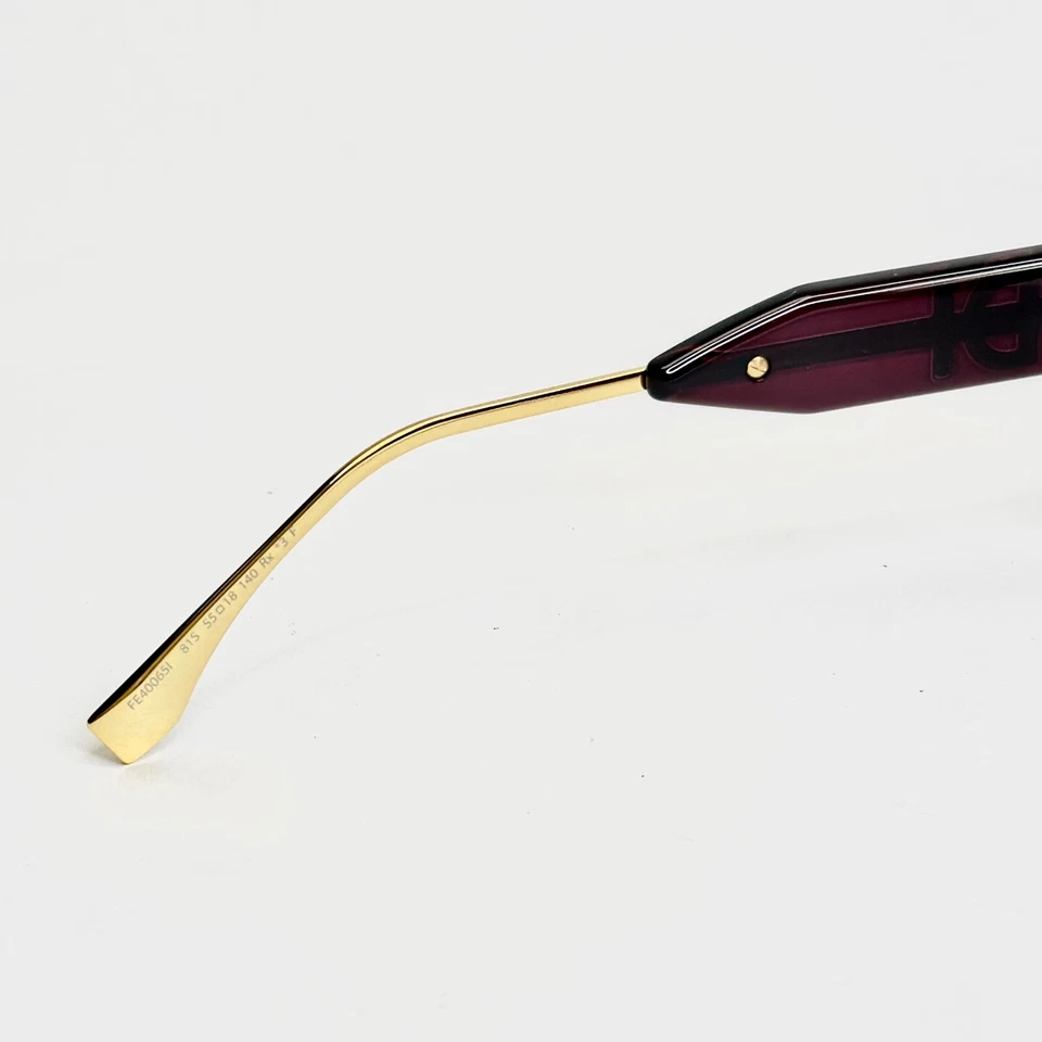 FENDI FENDIGRAPHY HOBO Logo 40065 Purple Gold Fashion Square Sunglasses FE40065I - Imagem 3 de 4