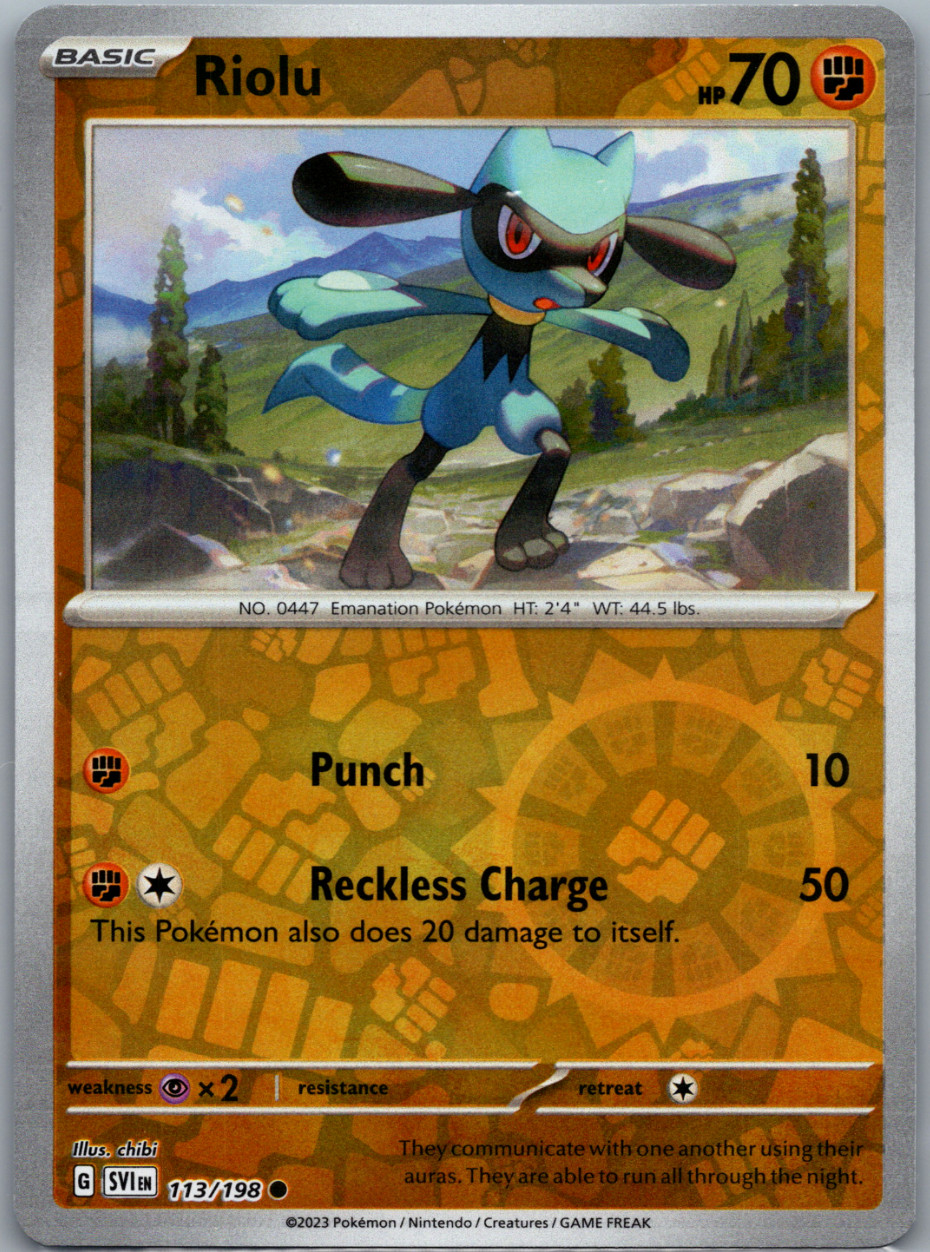 Pokémon - Riolu 113/198 - Scarlet & Violet - Reversen Holo - NM/M
