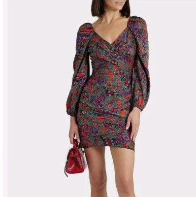 NWT Veronica Beard Bellino Paisley Silk Blend In Flame Red. Woman's Size 4.