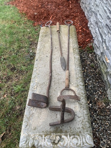 Antique Primitive Hand Forged + Hammered Iron Blacksmith Tools - Picture 10 of 12