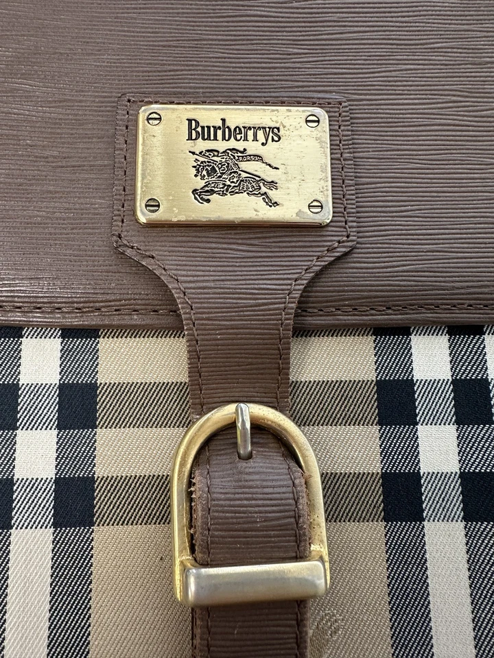 Auténtico bolso de negocios Burberry Nova Check de nailon de cuero marrón bidireccional NS020837 Foto 3 de 4