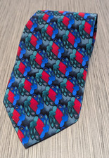 J. Garcia Collectors Ed Men's Neck Tie Abstract Royal Blue/Red/ Jade Green
