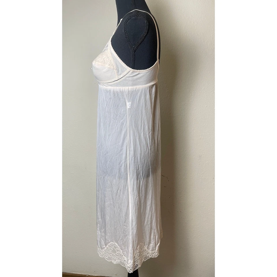 VTG Wacoal Womens Slip Dress B-52A Silky Floral Lace Pearls Stretch Fairy Bridal - Image 3 of 4