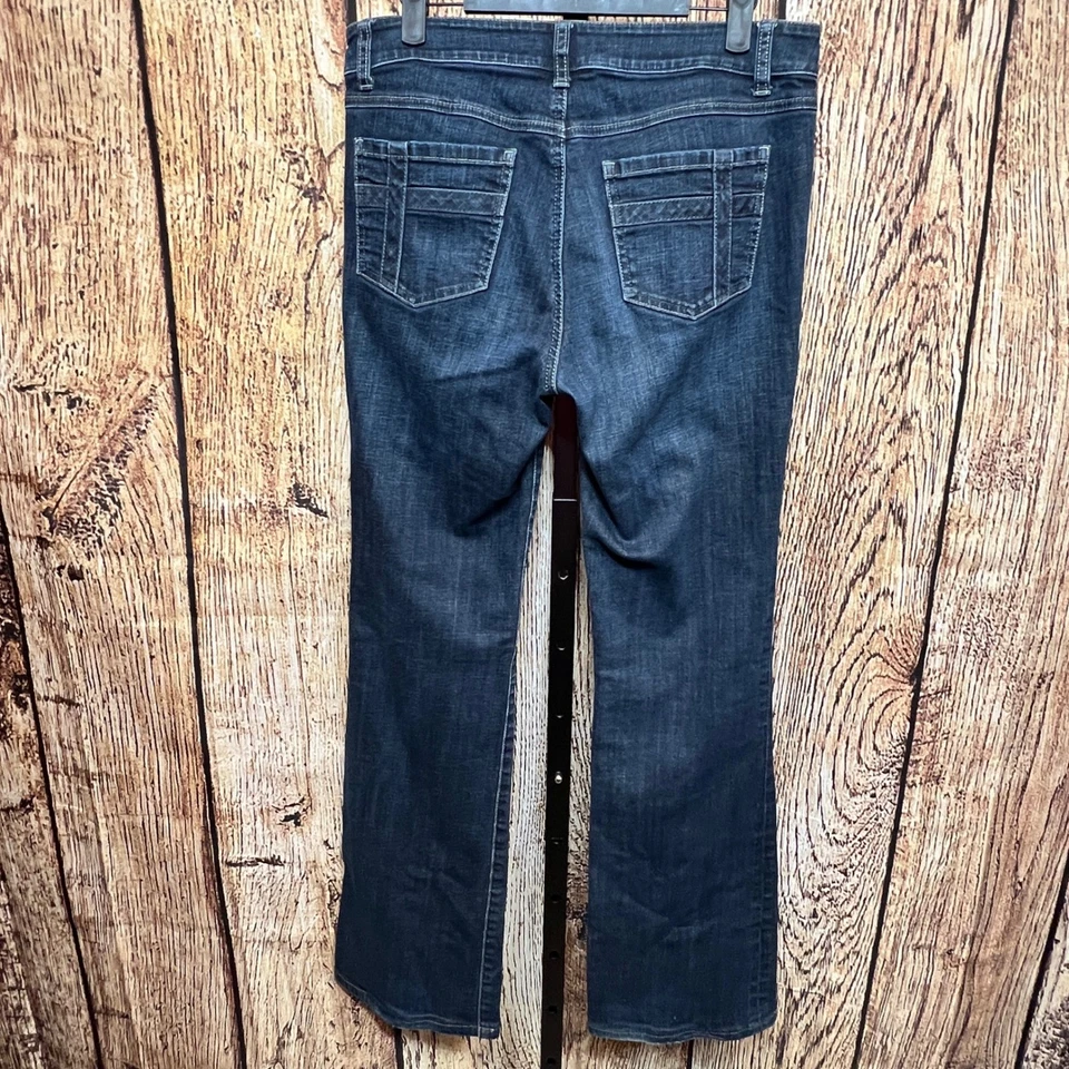 CAbi Bootcut Jeans Womens Size 6 Blue Dark Wash Stretch Denim Whiskered # 652L - Image 2 of 4
