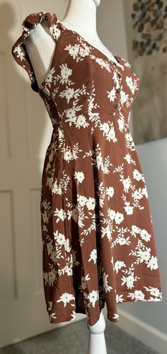 BILLABONG Forever Yours Mini Dress Brown White Floral Flutter Sleeves Women’s XS - Picture 15 of 19
