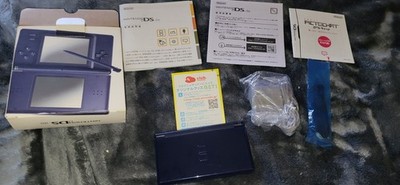 Nintendo DS Lite Enamel Navy Blue USG-001 Region Free Complete In Box CIB Tested
