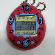 Vintage Tamagotchi 1996 Red Clock Bandai Original Japanese Edition w/ Clear Case