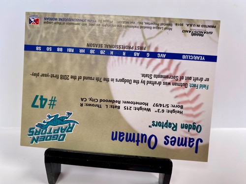 2018 Ogden Raptors Autographed James Outman Minor League Team #47 LA Dodgers - Picture 7 of 7