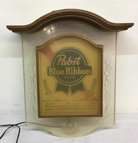 1981 Pabst Blue Ribbon Beer Crystal Heritage Lighted Sign vintage