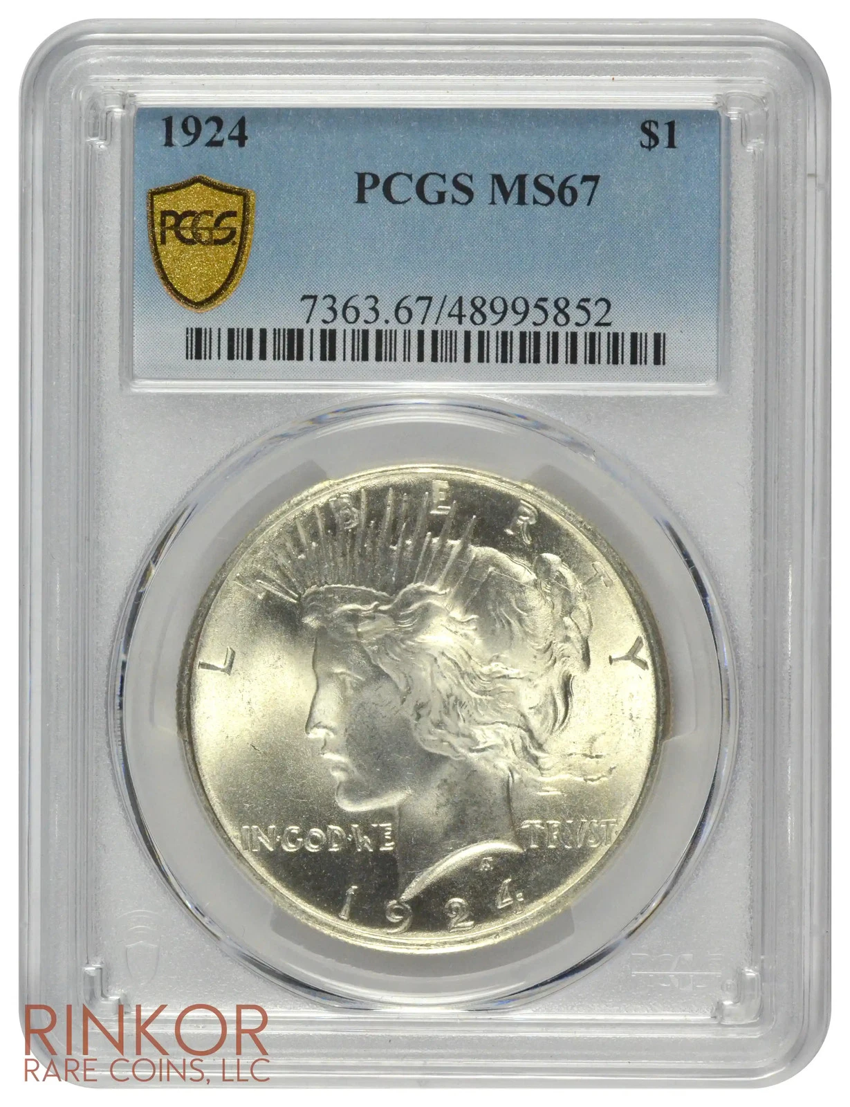 1924 $1 Peace Dollar PCGS MS 67