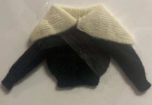 Barbie 1962 Vintage PAK BLACK CARDIGAN SWEATER  white Angora Collar & no Holes