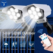 2PC Solar Motion Sensor Lights Outdoor Wireless 77 LED Flood Security Spotlights