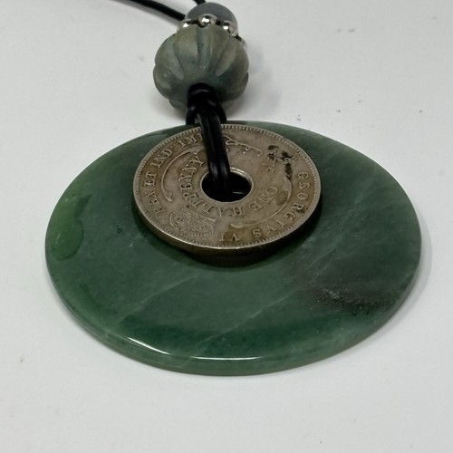 Avertine Donut Pendant With 1943 British West Africa Half-Penny Coin - Picture 5 of 10