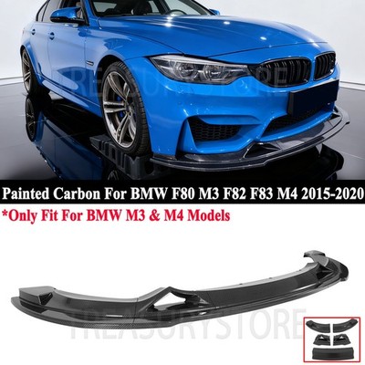 For BMW F80 M3 F82 F83 M4 15-20 R Style Painted Carbon Front Bumper Lip Splitter