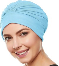 Swim Caps for Women Swimming Turban Polyester Latex Lined Pleated for Ladies