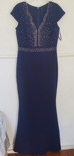 Windsor Navy Blue Rhinestone Embellished Mermaid Maxi Dress Women's Gown