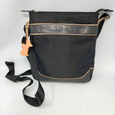 Radley Black Leather Crossbody Handbag Tan Leather Trim Dog Tag #K2