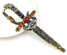 Large Luxury Sword Brooch Pins Vintage style Jewelry Coat Pin men boutonniere
