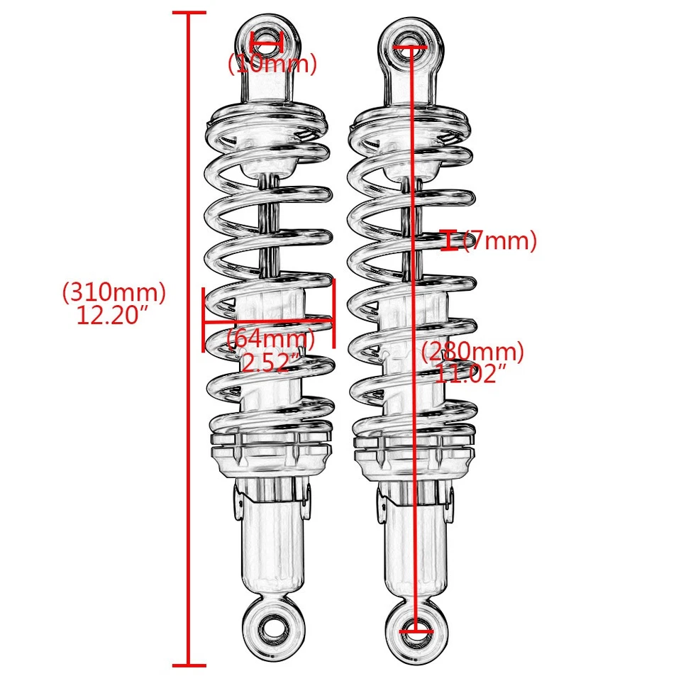280mm Adjustable Motorcycle Rear Air Shock Absorber Suspension For Honda Yamaha - Image 4 of 4
