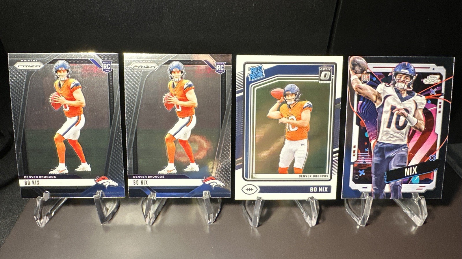 Bo Nix RC Lot (4) - (2) Prizm RC #309 l Optic Rated Rookie l Cosmic Chrome #127