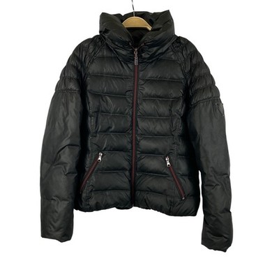 Guess Down Feather Puffer Coat Jacket Women Size L Black High Neck Boxy Outdoor