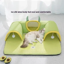 🐾 Spring & Summer Breathable Monster Cat Bed – Four-Season Cat Nest Tunnel Mat